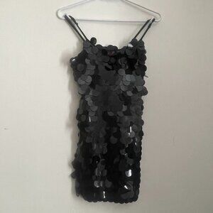Black Sequin Party Mini Dress